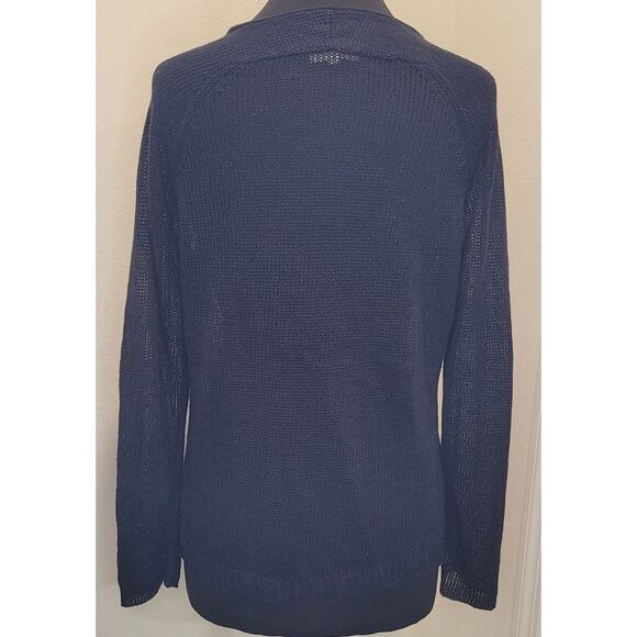 Eileen Fisher Navy Blue 100% Linen Loose Knit Rollneck Sweater – Small - Picture 2 of 7
